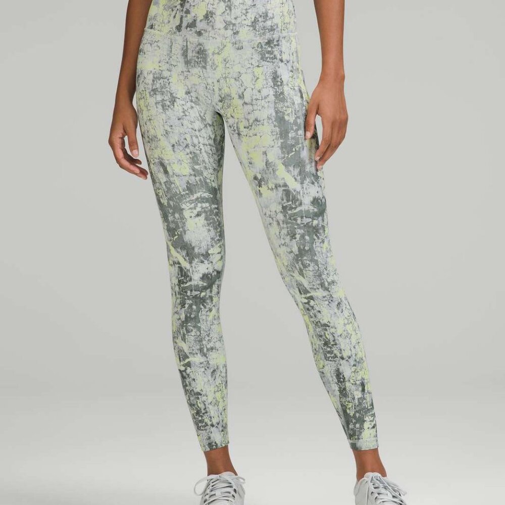 Lululemon Wunder Train High-Rise Tight Grey and Yellow